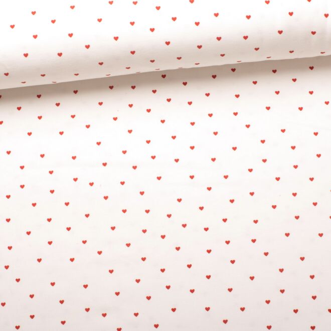 Baumwolljersey Mini Hearts wei&szlig;