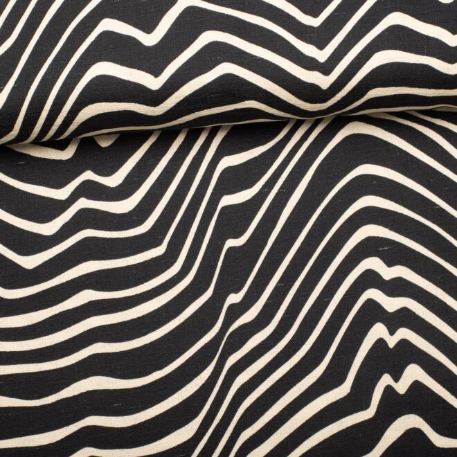 Baumwoll-Leinen Zebra schwarz/natur