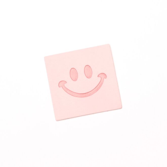 Kunstlederlabel "Smiley" rosa (aufbügelbar)