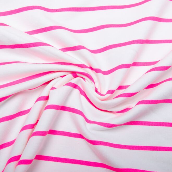 French Terry "Neon Stripes" neonpink/weiß