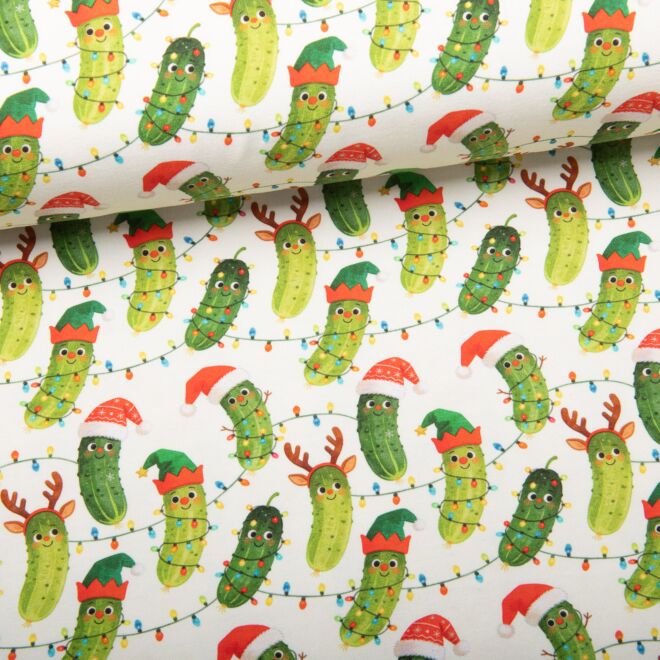 Stoffschwester French Terry Christmas Pickles