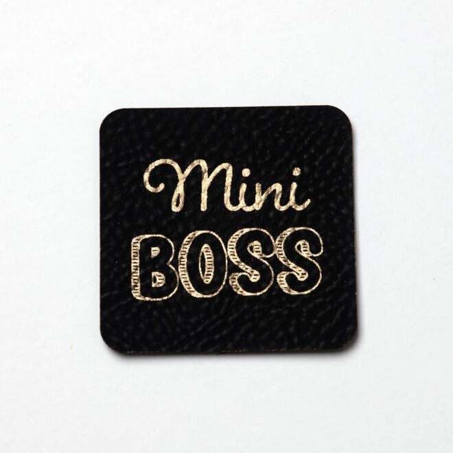 Kunstlederlabel Mini Boss (schwarz/gold)