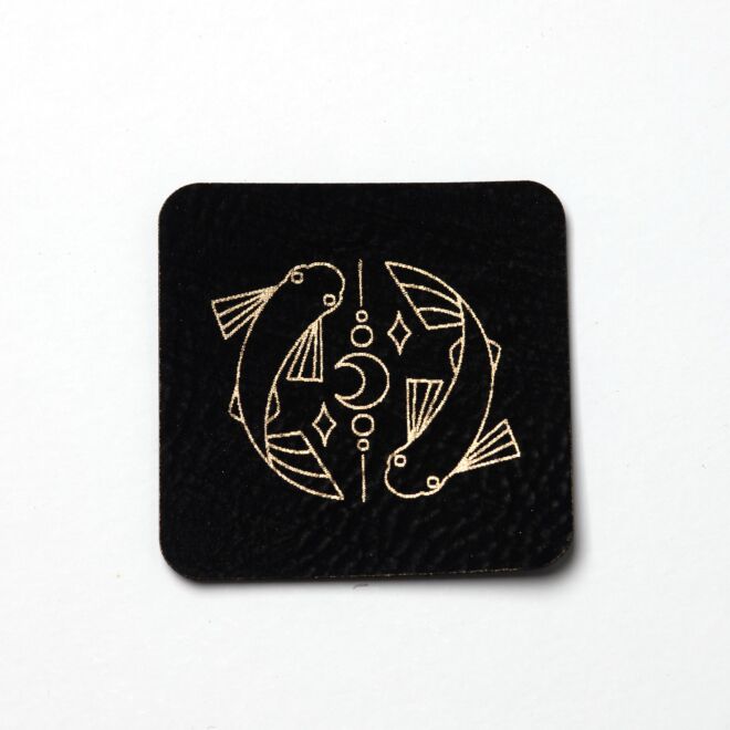 Kunstlederlabel Sternzeichen Fische (schwarz/gold)
