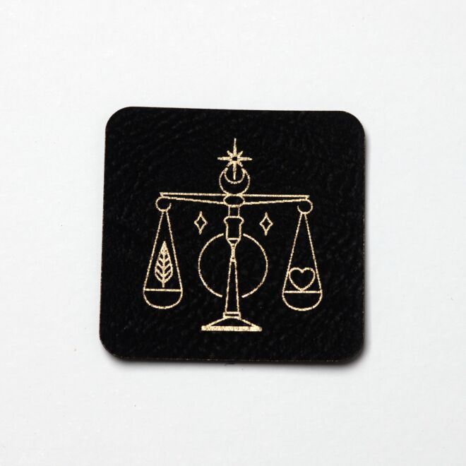 Kunstlederlabel Sternzeichen Waage (schwarz/gold)