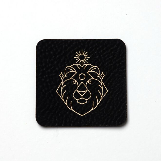 Kunstlederlabel Sternzeichen Löwe (schwarz/gold)