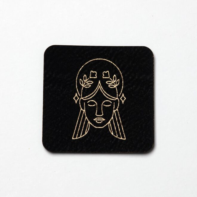 Kunstlederlabel Sternzeichen Jungfrau (schwarz/gold)