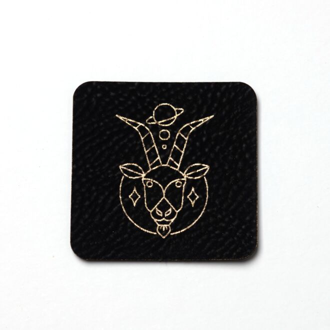 Kunstlederlabel Sternzeichen Steinbock (schwarz/gold)