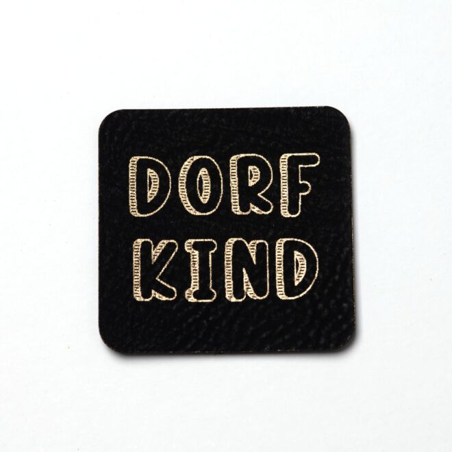 Kunstlederlabel Dorfkind (schwarz/gold)