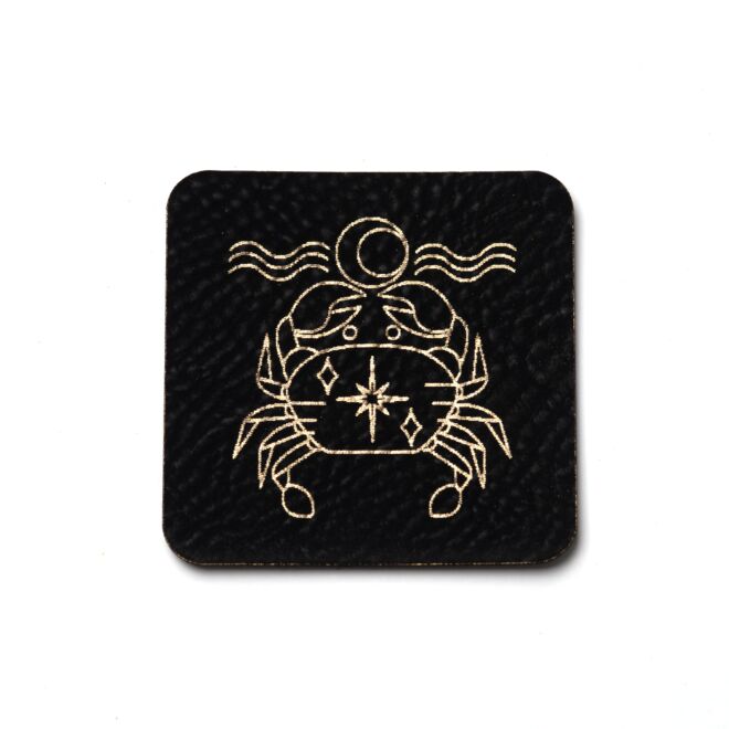 Kunstlederlabel Sternzeichen Krebs (schwarz/gold)