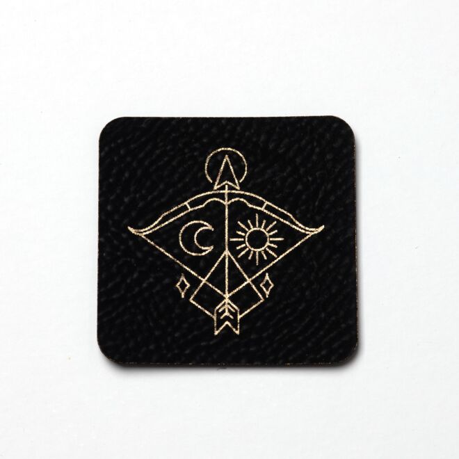 Kunstlederlabel Sternzeichen Schütze (schwarz/gold)
