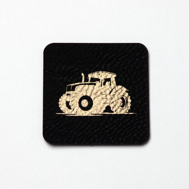 Kunstlederlabel Traktor (schwarz/gold)