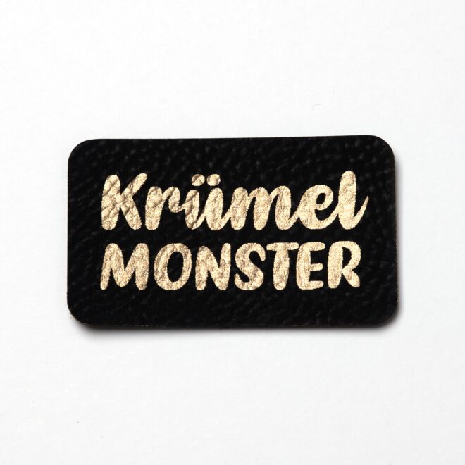 Kunstlederlabel Krümelmonster (schwarz/gold)