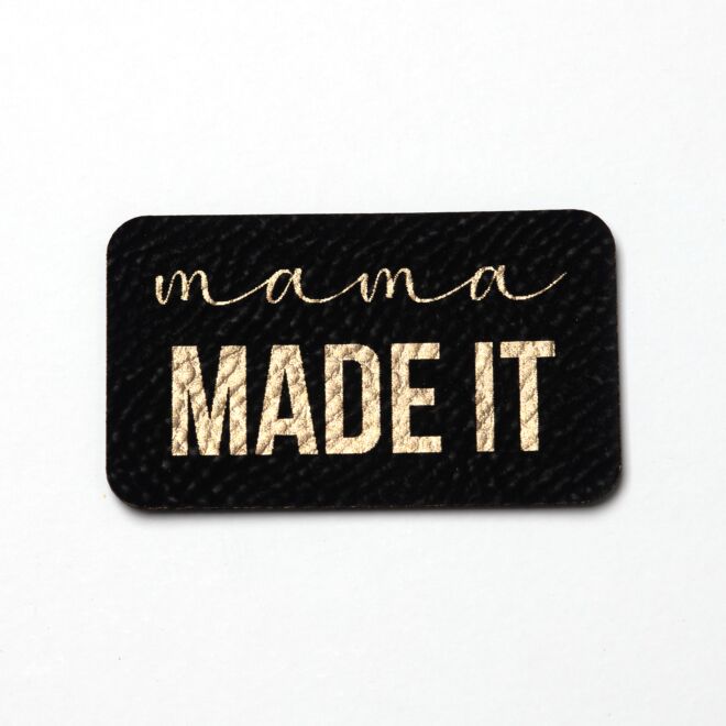 Kunstlederlabel Mama made it (schwarz/gold)