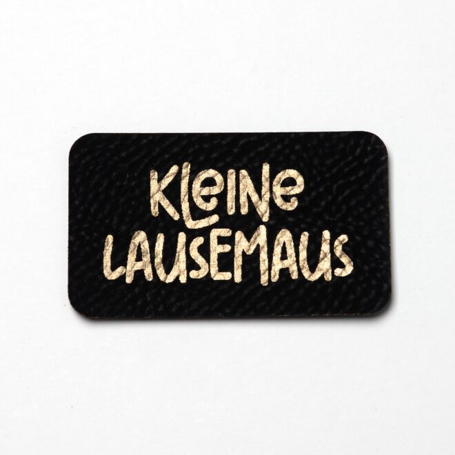 Kunstlederlabel Kleine Lausemaus (schwarz/gold)