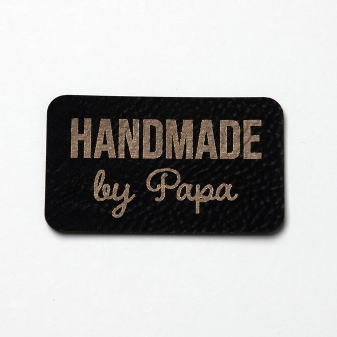 Kunstlederlabel Handmade by Papa (schwarz/gold)