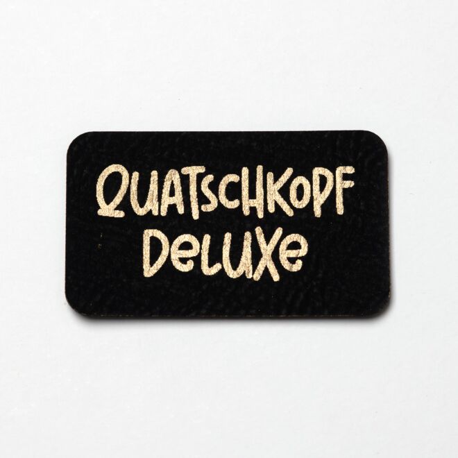 Kunstlederlabel Quatschkopf Deluxe (schwarz/gold)