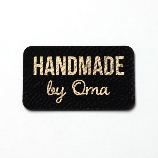 Kunstlederlabel Handmade by Oma (schwarz/gold)