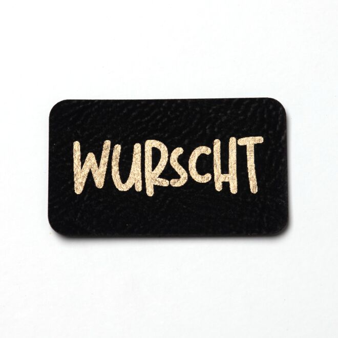 Kunstlederlabel Wurscht (schwarz/gold)