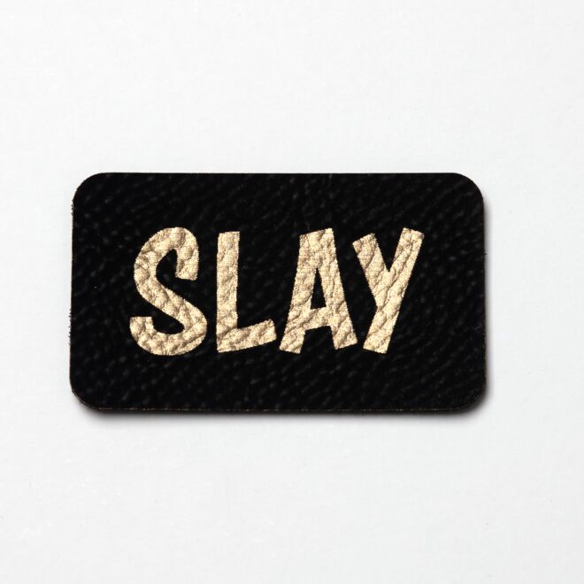 Kunstlederlabel Slay (schwarz/gold)