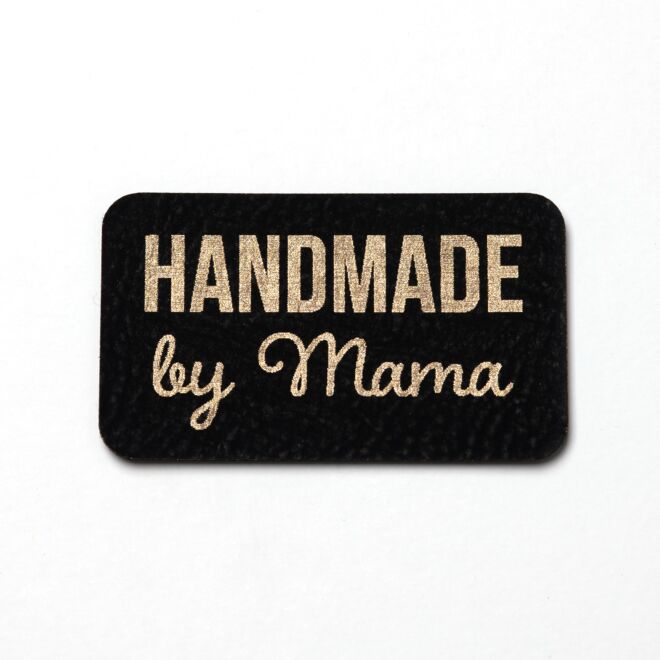 Kunstlederlabel Handmade by Mama (schwarz/gold)