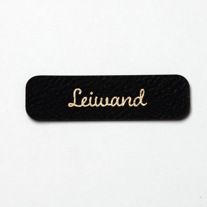 Kunstlederlabel Leiwand (schwarz/gold)