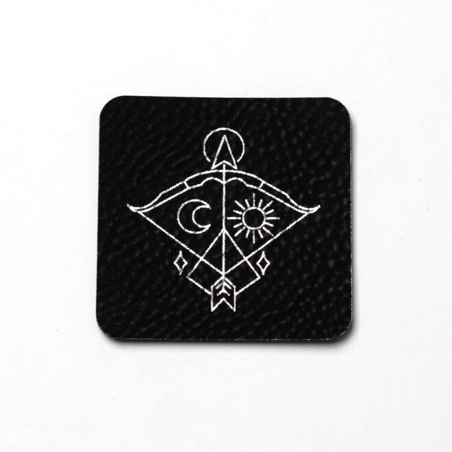 Kunstlederlabel Sternzeichen Schütze (schwarz/silber)