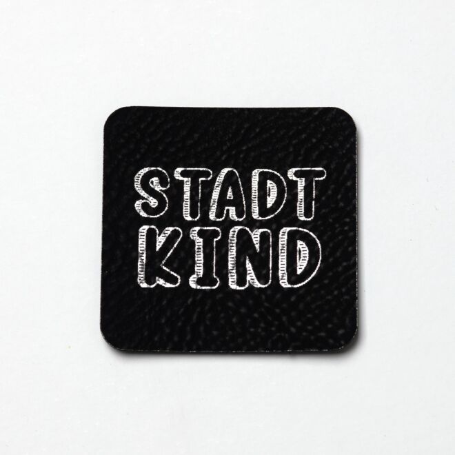 Kunstlederlabel Stadtkind (schwarz/silber)