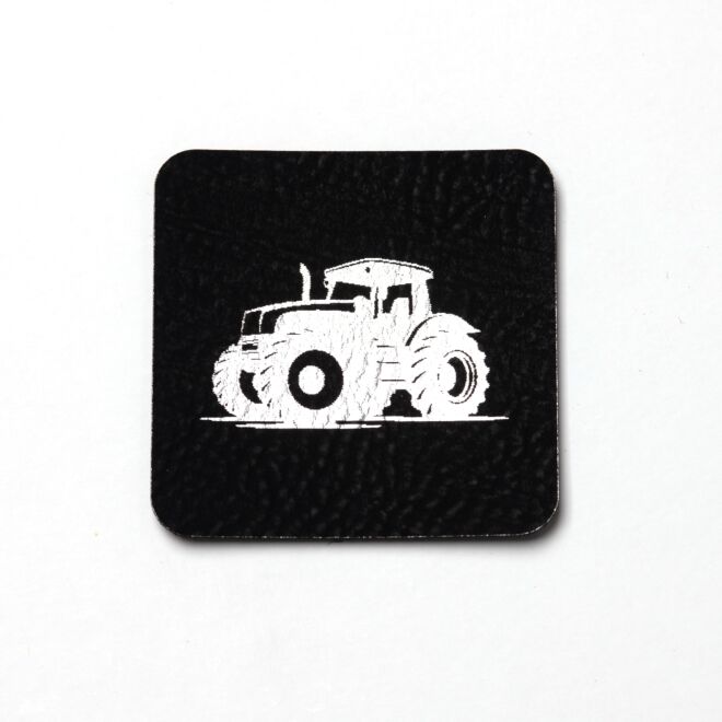 Kunstlederlabel Traktor (schwarz/silber)
