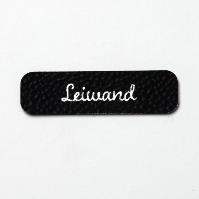 Kunstlederlabel Leiwand (schwarz/silber)