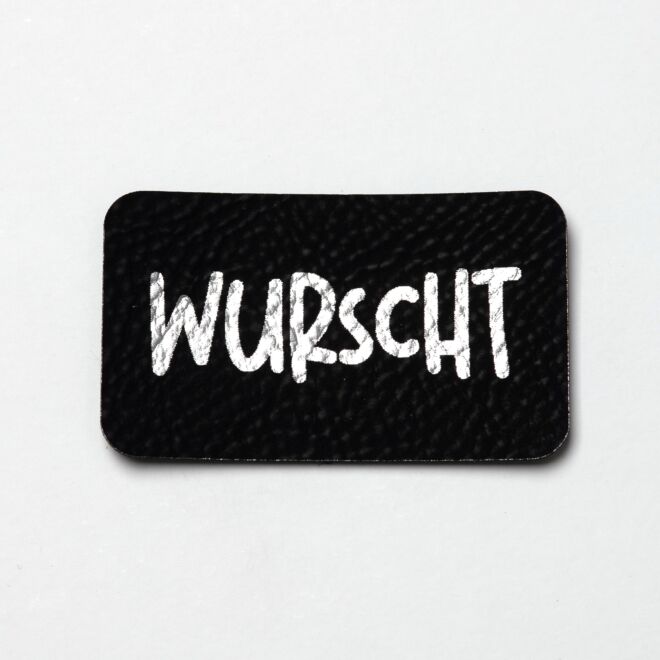 Kunstlederlabel Wurscht (schwarz/silber)
