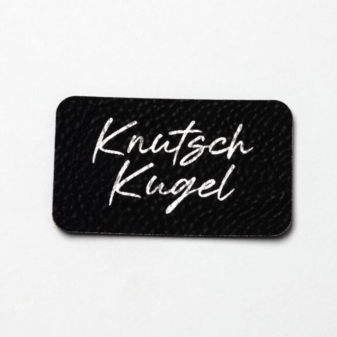 Kunstlederlabel Knutschkugel (schwarz/silber)