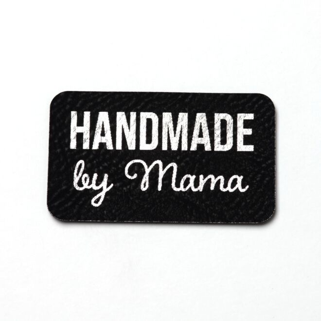 Kunstlederlabel Handmade by Mama (schwarz/silber)