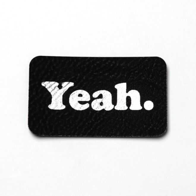 Kunstlederlabel Yeah. (schwarz/silber)