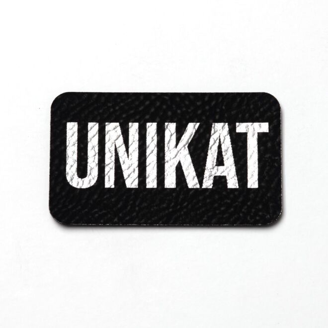 Kunstlederlabel Unikat (schwarz/silber)