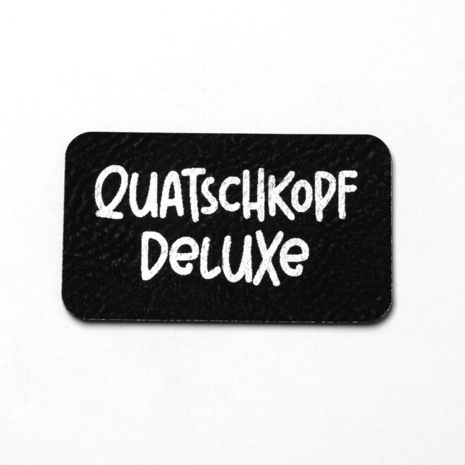 Kunstlederlabel Quatschkopf Deluxe (schwarz/silber)
