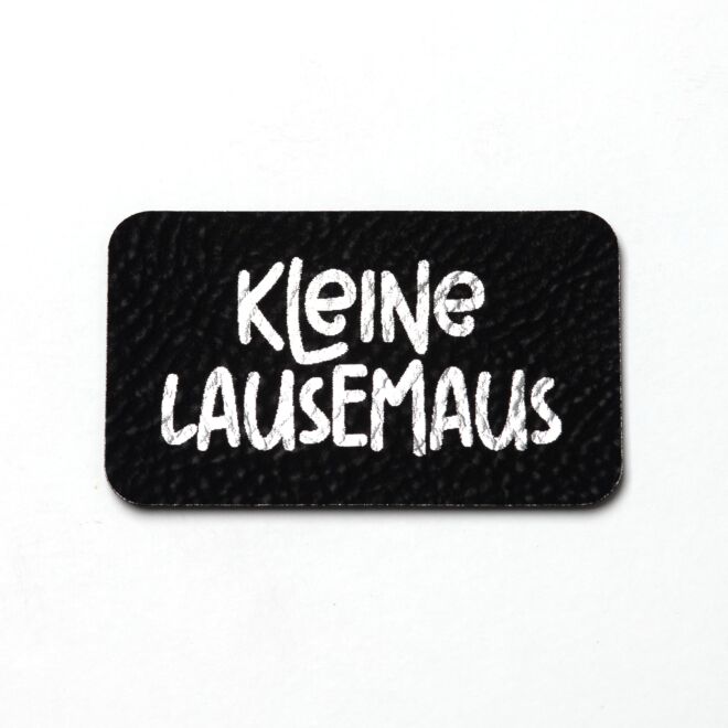 Kunstlederlabel Kleine Lausemaus (schwarz/silber)