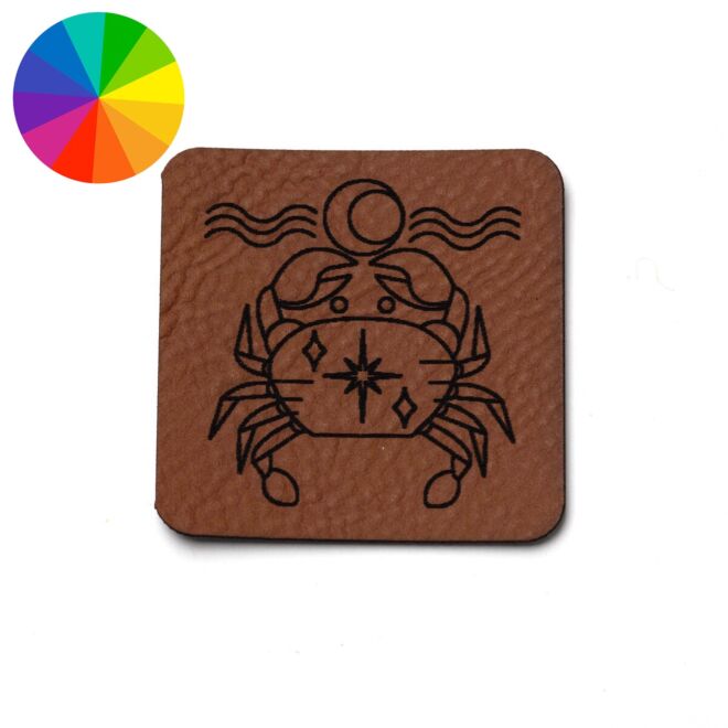 Kunstlederlabel "Sternzeichen Krebs" (40mm x 40mm)