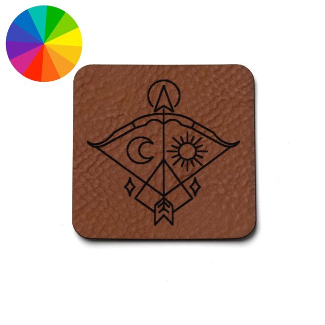 Kunstlederlabel "Sternzeichen Schütze" (40mm x 40mm)