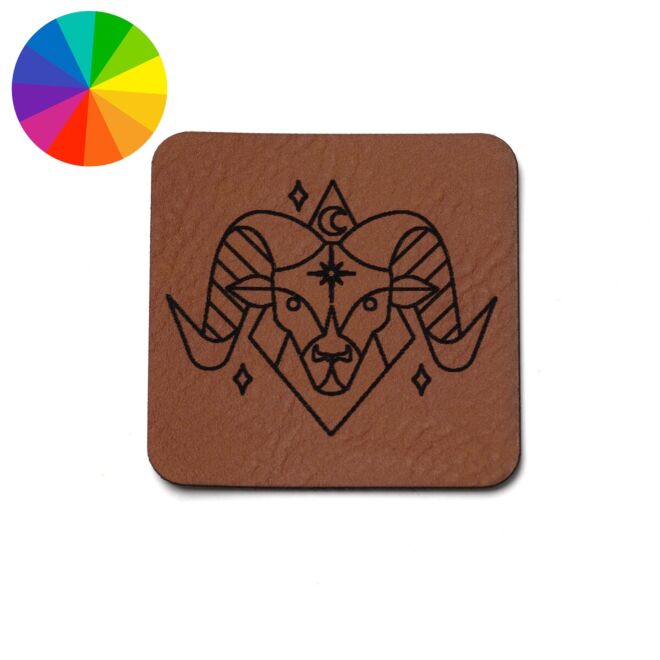 Kunstlederlabel "Sternzeichen Widder" (40mm x 40mm)