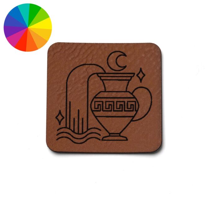 Kunstlederlabel "Sternzeichen Wassermann" (40mm x 40mm)