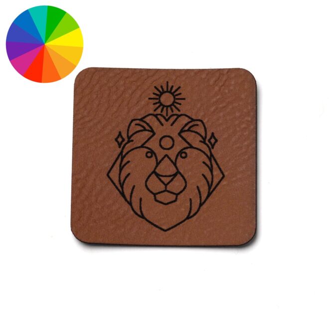 Kunstlederlabel "Sternzeichen Löwe" (40mm x 40mm)