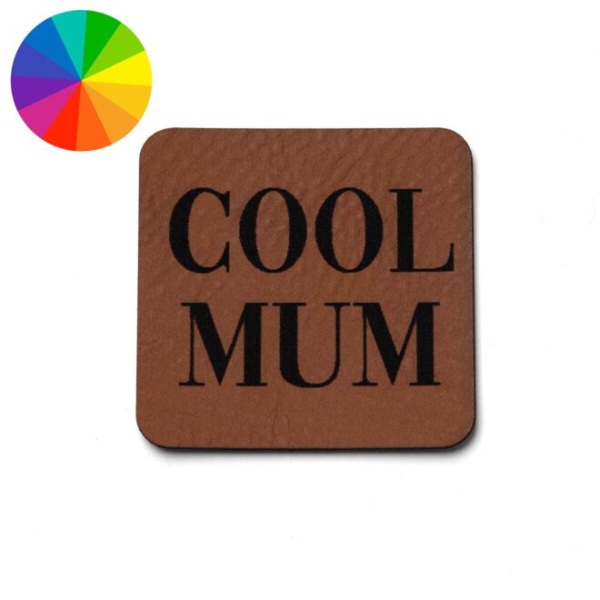 Kunstlederlabel "Cool Mum" (40mm x 40mm)