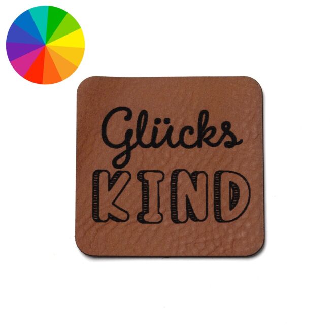 Kunstlederlabel "Glückskind" (40mm x 40mm)