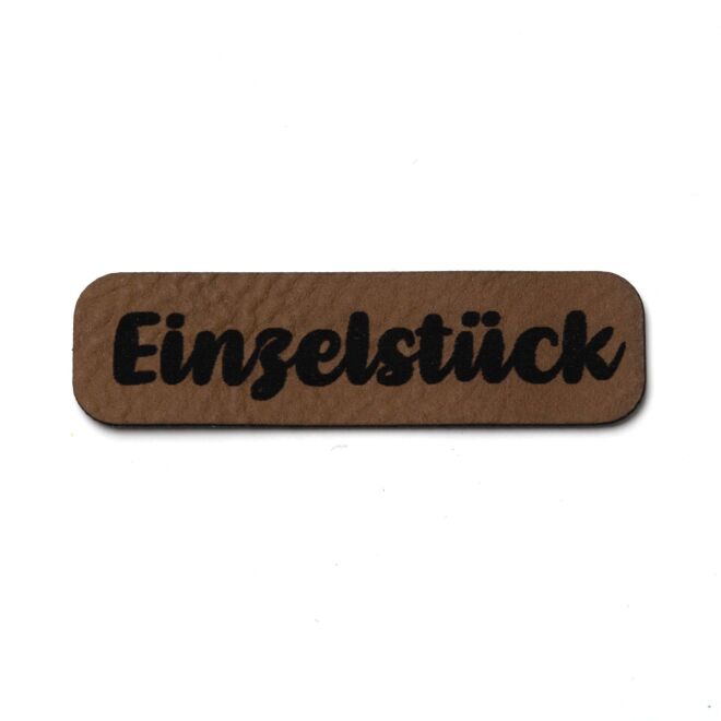 Kunstlederlabel "Einzelstück schmal" (dunkelbraun/schwarz)