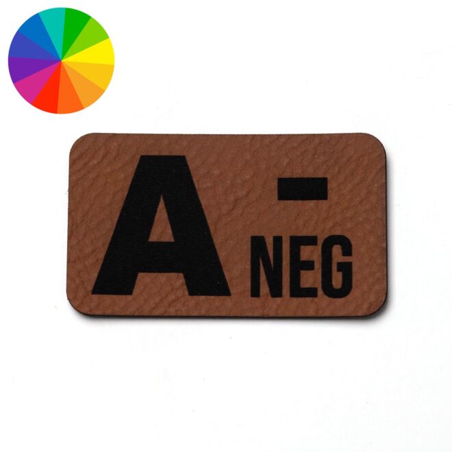 Kunstlederlabel "Blutgruppe A-" (50mm x 30mm)