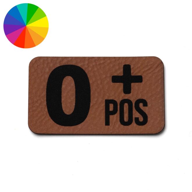 Kunstlederlabel "Blutgruppe 0+" (50mm x 30mm)