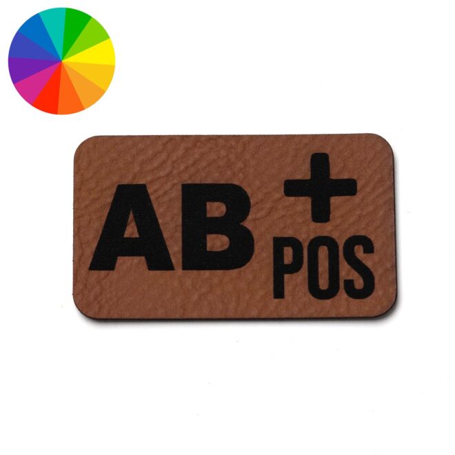 Kunstlederlabel "Blutgruppe AB+" (50mm x 30mm)