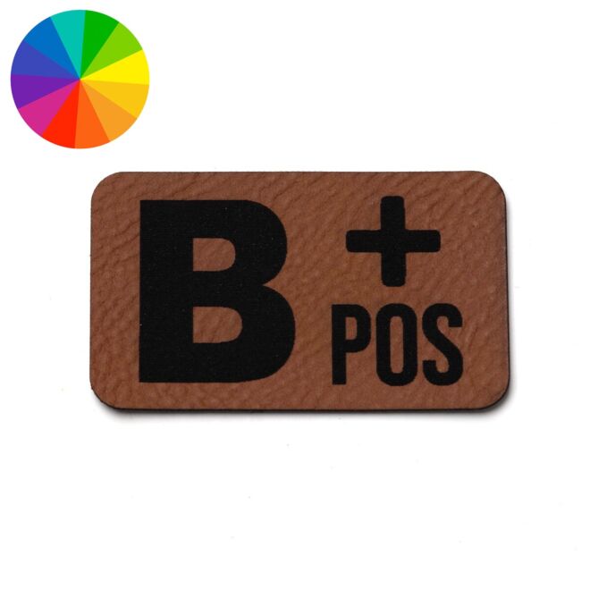 Kunstlederlabel "Blutgruppe B+" (50mm x 30mm)