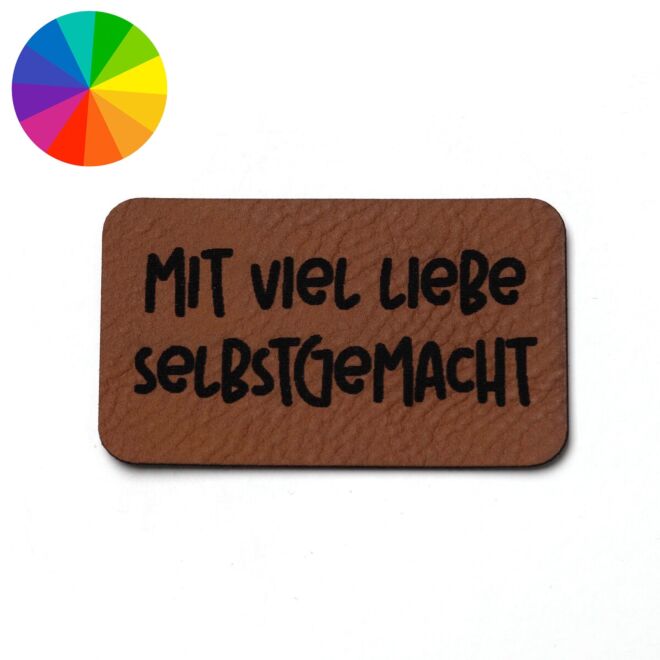 Kunstlederlabel "Mit viel Liebe selbstgemacht" (50mm x 30mm)