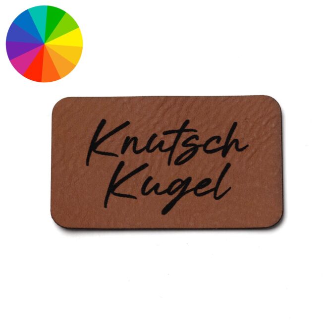 Kunstlederlabel "Knutschkugel" (50mm x 30mm)